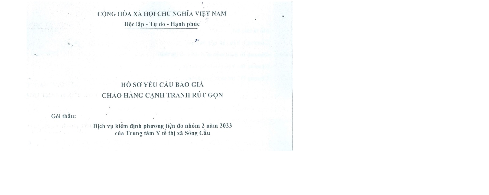 Hồ sơ yêu cầu báo giá dịch vụ kiểm định phương tiện đo nhóm 2 năm 2023 của TTYTSC